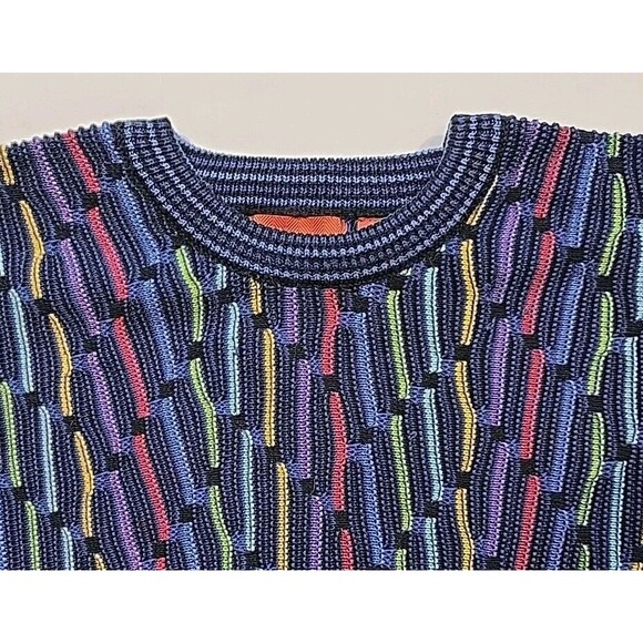 Vintage Coogi Style Sweater Men's Large J. Simon Pullover 3D Knit 100% Cotton - Picture 3 of 14